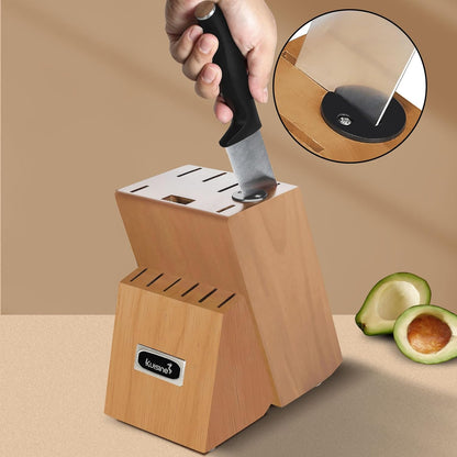 Chef Knife Set,High Carbon Stainless Steel Ultra Sharp Blade Ergonomic Handle,Kitchen Knife Block Set with Built-In Sharpener, Elegant Gift for Holiday(Acacia,15Pcs)