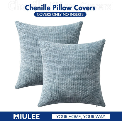 Pack of 2 Couch Throw Pillow Covers 18X18 Inch Coastal Smoke Blue Modern Boho Accent Decorative Pillow Covers Soft Farmhouse Cushion Covers for Home Decor Bed Sofa Living Room