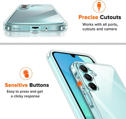 3-In-1 Clear Case for Samsung Galaxy A16 5G with 2 Pack Tempered Glass Screen Protector, [Military Grade Protection] Thin Slim Phone Cover Hard Back [Anti-Scratch] [Non-Yellowing]-Clear