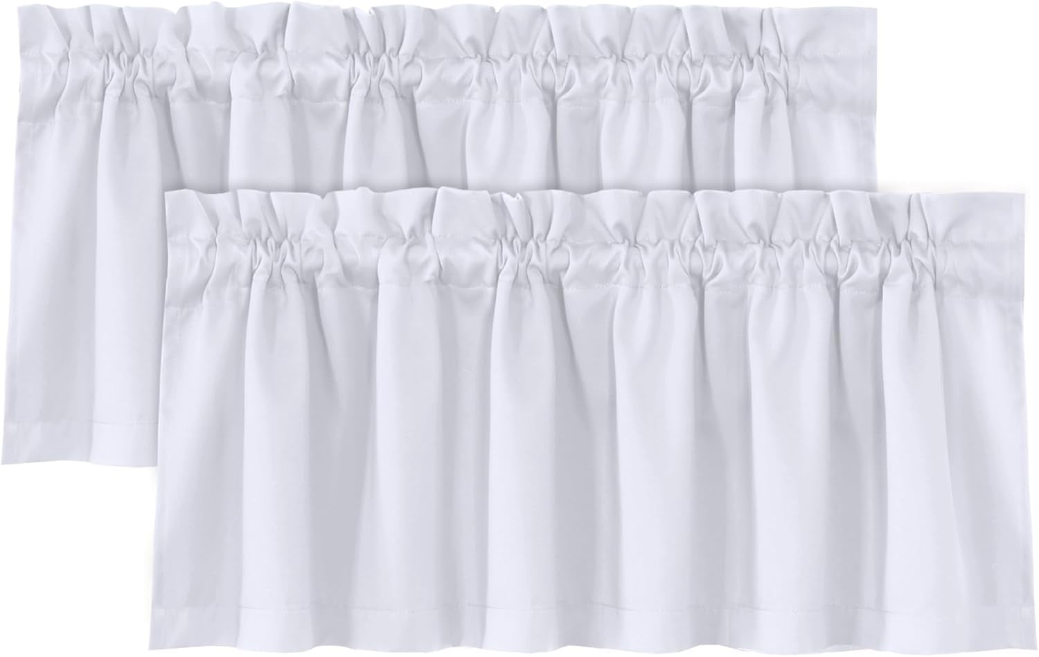 2 Panels White Valance for Windows, Natural Blackout Curtains Valances for Small Windows/Living Room/Bedroom/Bathroom Rod Pocket 52" W X 18" L, Greyish White，2 Packs