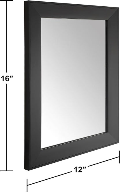 Rectangular Wall Mirror 12" X 16" Framed Mirror for Bathroom, Bedroom, Entryway, Living Room, Black