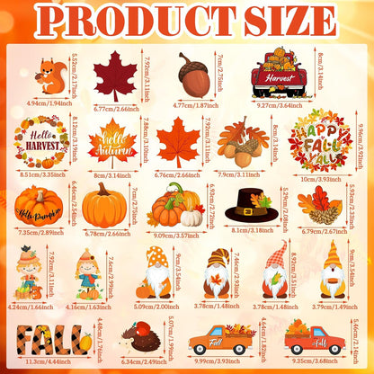 24-Piece Autumn-Themed Happy Fall Gnome and Pumpkin Refrigerator Magnets Set - Decorative Magnetic Stickers for Thanksgiving and Harvest Celebrations