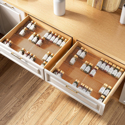 8 Packs Spice Drawer Organizer, 2-Tier Acrylic Drawer Seasoning Organizer, Expandable from 11'' to 22'' Kitchen Spice Rack Organizers and Storage for Drawer (Jars Not Included), Amber