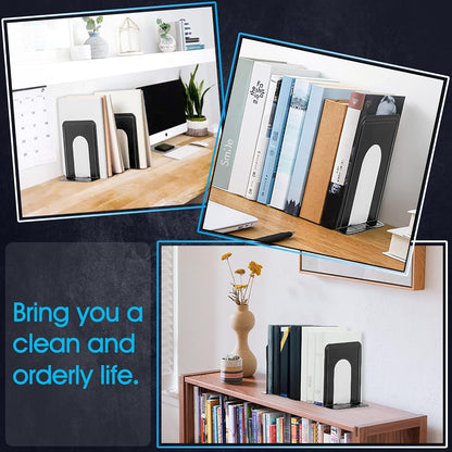 14 Pair Book Ends for Shelves, 28 Pcs Metal Bookends Book Holder for Shelf, Heavy Book Stopper for Desk, Simple Library Office Home Bookend, 4.9 X 5.7 X 6.5 In, Black