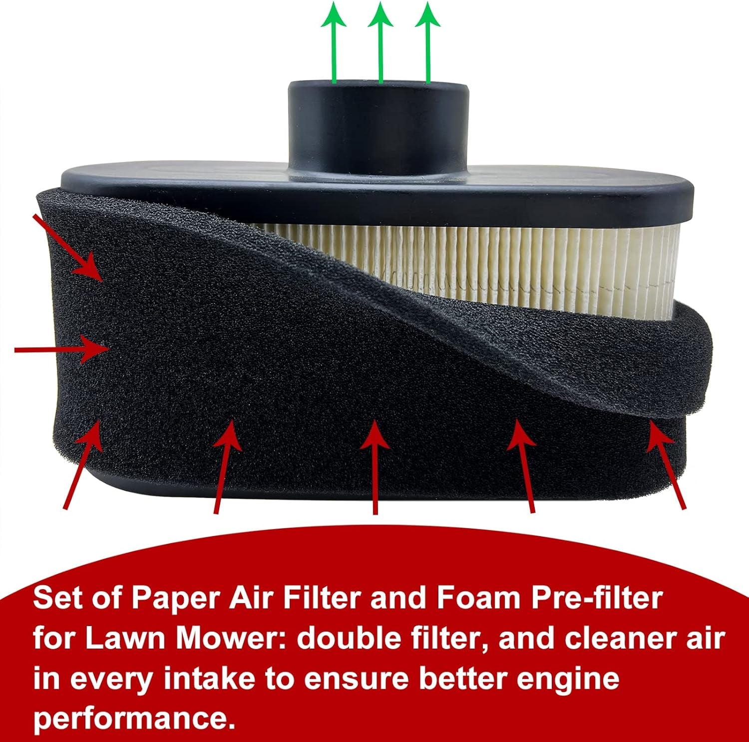 Replacement Air Filter for Kawasaki FR651V FR730V FR691V 11013-0752 11013-0726 Lawn Mower Tractor Air Cleaner with Pre Filter Compatible with Gravely Stens John Deere Ariens Bobcat Lawn Mower Engine