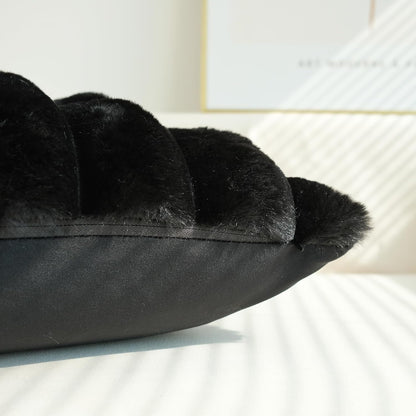 Pack of 2 Faux Fur Plush Decorative Throw Pillow Covers Couch Cushion Case Soft Fluffy Pillowcases Wide Stripe (Black, 18 X 18 Inch)