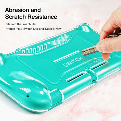 Clear Case for Nintendo Switch Lite Carrying Protective TPU Case, Soft TPU Grip Cover for Joy-Con Grip Cover with 2 Pack Screen Protector Tempered Glass Shock-Absorption, Anti-Scratch