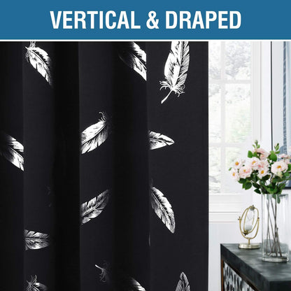 100% Blackout Black Curtains for Bedroom 84 Inches Long Thermal Insulated Window Curtain Drapes for Living Room/Sliding Glass Door, Modern Simple 2 Panels, Black