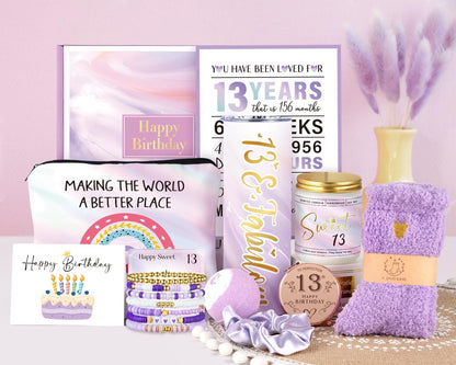 13Th Birthday Gifts for Girls, Gifts for 13 Year Old Birthday Girl, 11PCS Unique 13Th Birthday Gifts Ideas for Her, Daughter, 13 Fabulous Gifts, 13Th Birthday Decorations for Girls, 13Th Purple Gifts