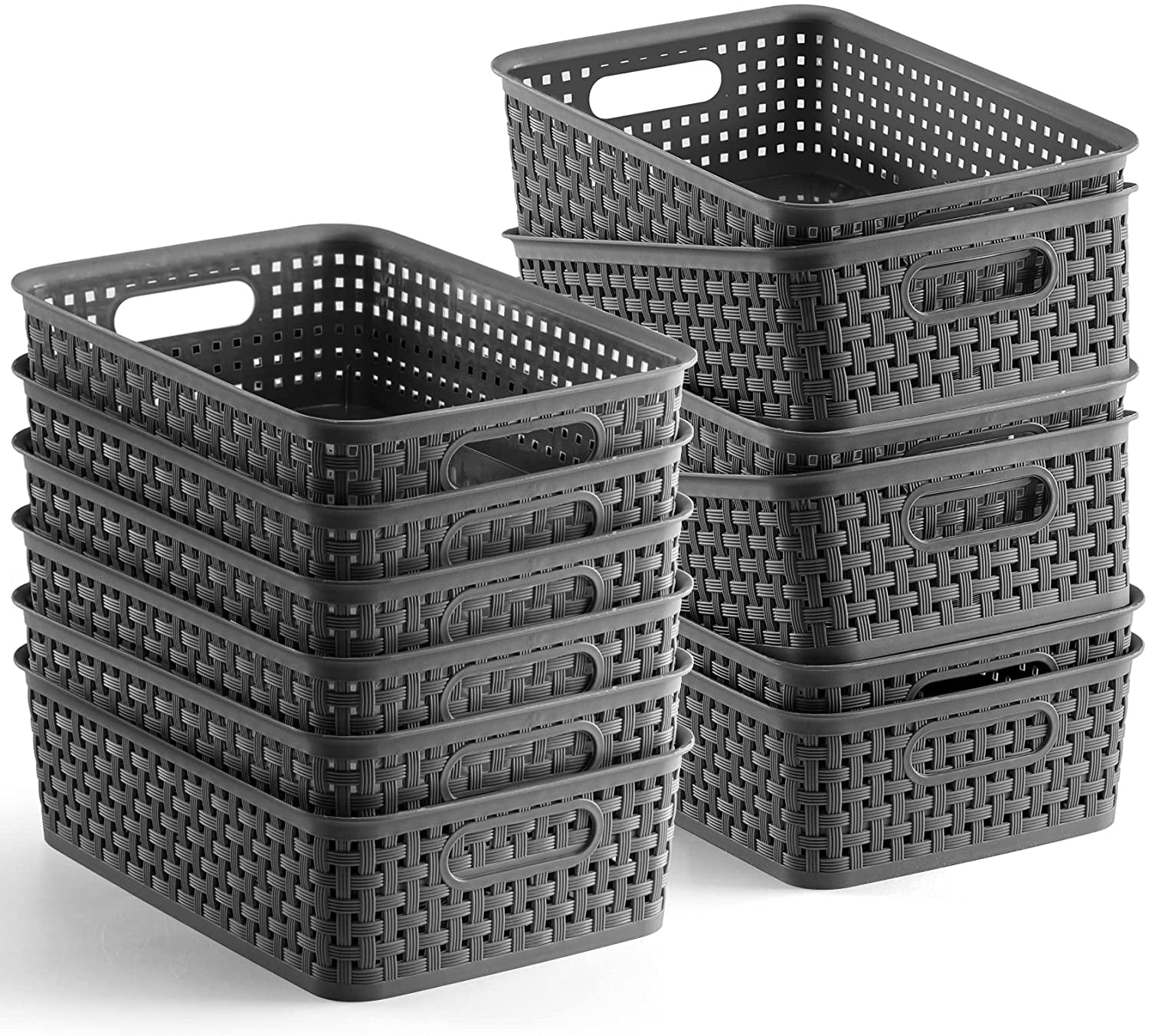 [ 12 Pack ] Plastic Storage Baskets - Small Pantry Organization and Storage Bins - Household Organizers for Laundry Room, Bathrooms, Bedrooms, Kitchens, Cabinets, Countertops, under Sink or on Shelve
