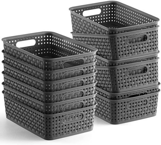 [ 12 Pack ] Plastic Storage Baskets - Small Pantry Organization and Storage Bins - Household Organizers for Laundry Room, Bathrooms, Bedrooms, Kitchens, Cabinets, Countertops, under Sink or on Shelve