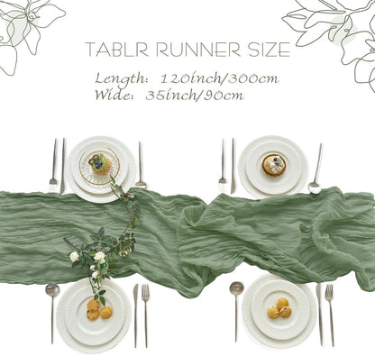 1 Pcs Cheesecloth Table Runner - 10Ft Sage Green Boho Gauze Cheese Cloth Table Runners for Baby Shower Decoration Wedding Party Summer Garden Farmhouse