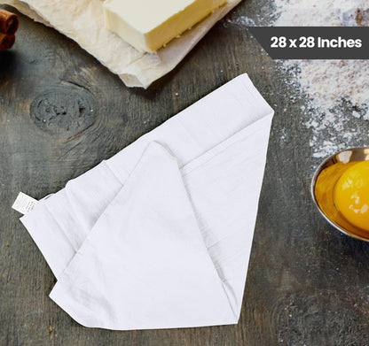 White Flour Sack Towels [12 Pack - 28 X 28 Inch] 100% Cotton Tea Towels for Cleaning & Drying - Highly Absorbent Kitchen Dish Cloth