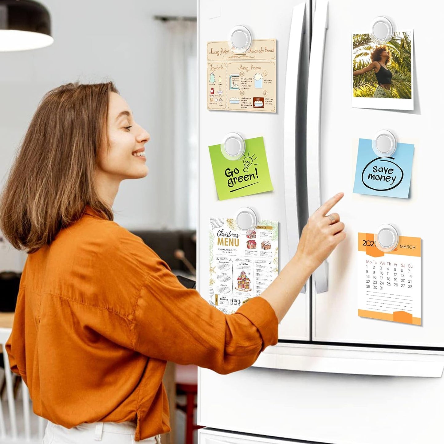 45-Piece Round Whiteboard Magnets Set, Decorative Fridge Magnets for Dry Erase Boards, Small Teacher Supplies for School, Home, and Office (Clear, 3 cm/1.18 in)