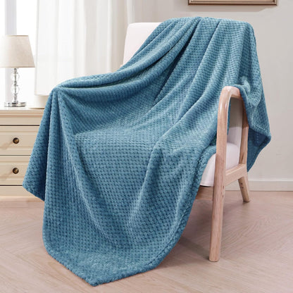 Extra Large Fleece Throw Blanket - Super Soft and Warm Waffle Textured Blanket for Couch, Sofa, and Bed (Slate Blue, 50X70 Inches)
