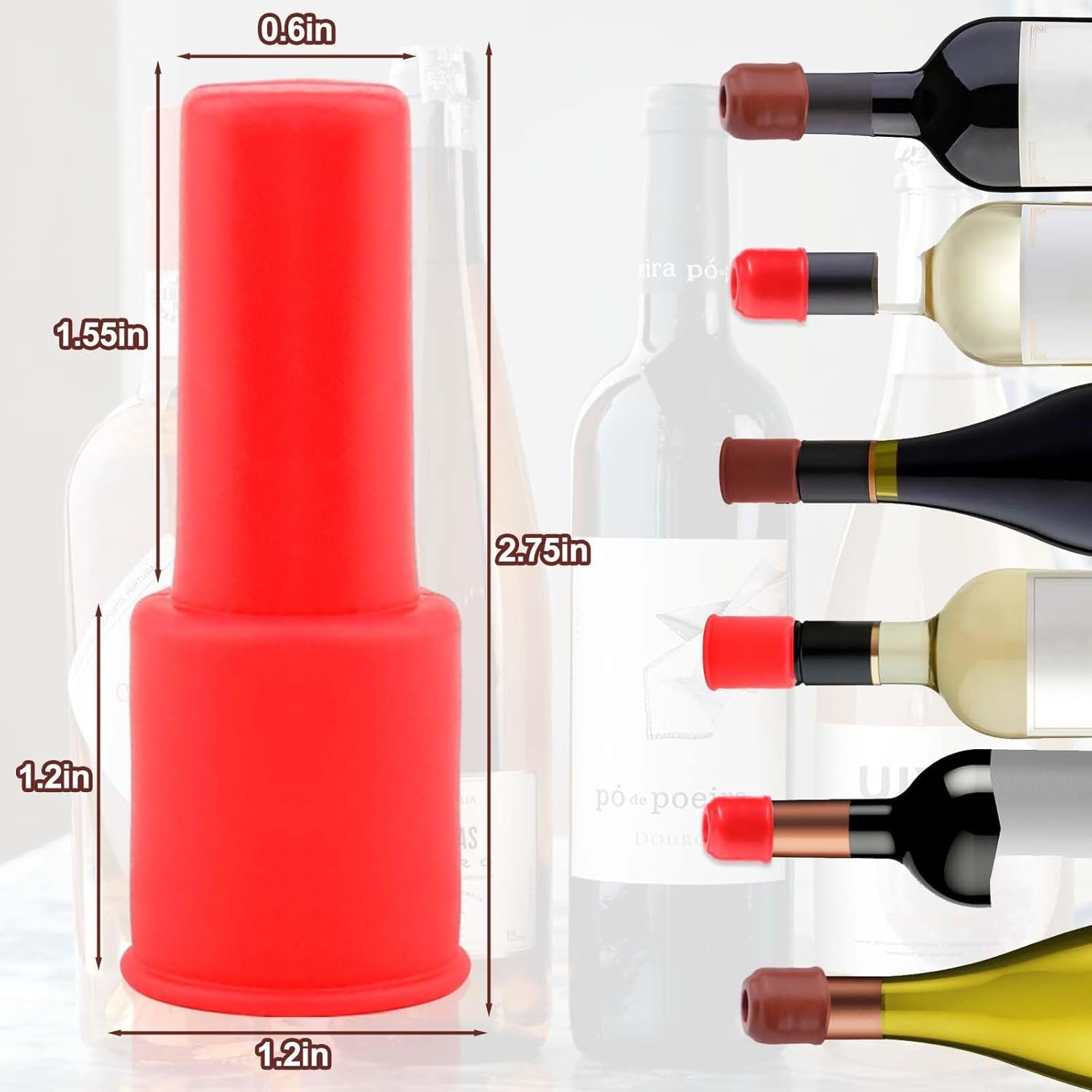 Silicone Wine Stopper,4Pcs Reusable and Unbreakable Glass Bottle Sealer Covers Wine Stoppers, Wine Plug,Wine Cork Stopper for Keeping Wine Champagne Fresh Home Use