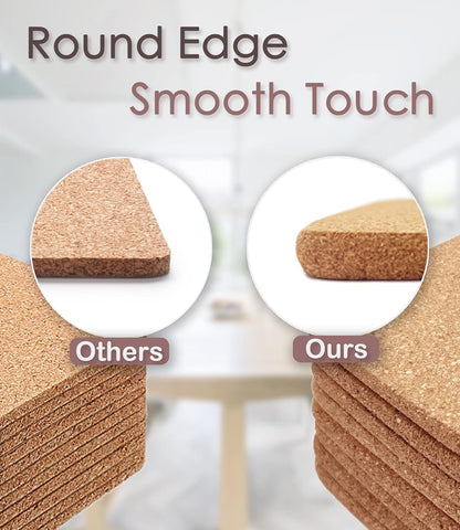 Cork Trivet, 4 Pcs High Density Thick Square Cork Trivets for Hot Dishes, 8 Inch Heat Resistant Multifunctional Cork Coaster, Cork Hot Pads for Table & Countertop