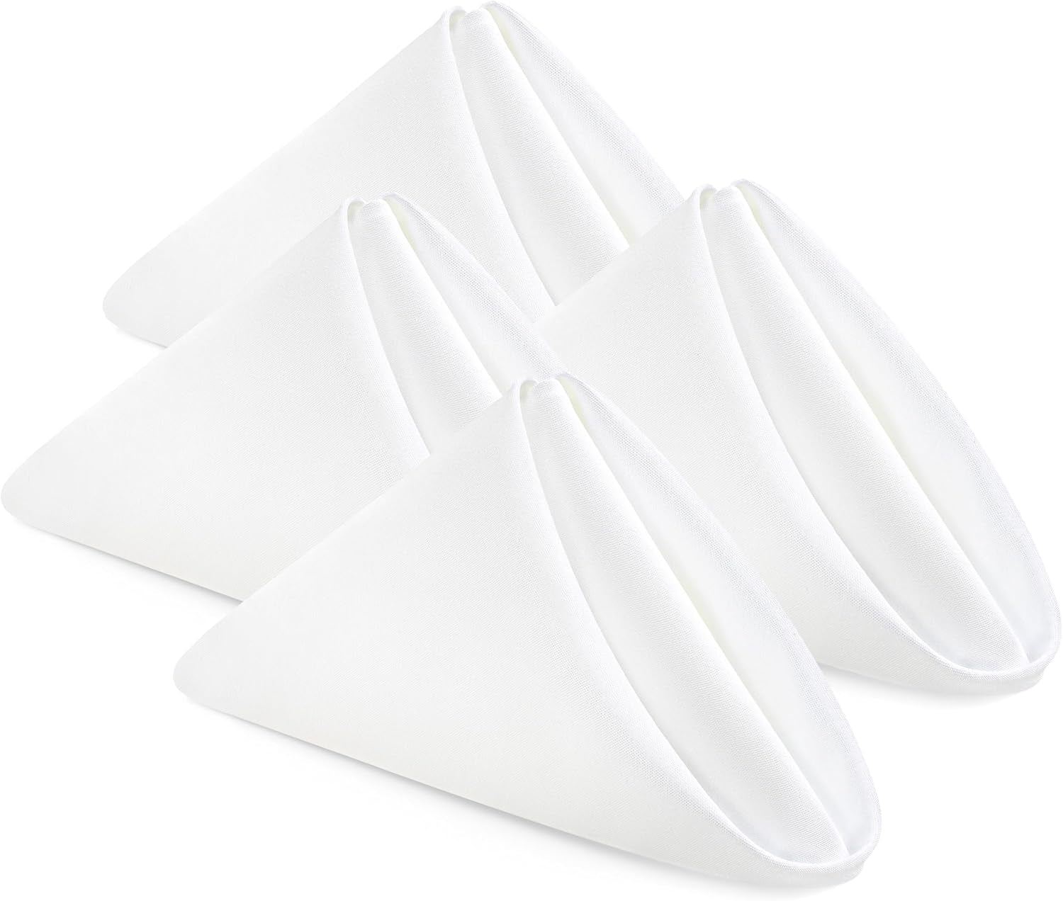 [24 Pack, White] Cloth Napkins 17X17 Inches, 100% Polyester Hemmed Edges, Washable and Reusable Ideal for Parties, Weddings and Dinners
