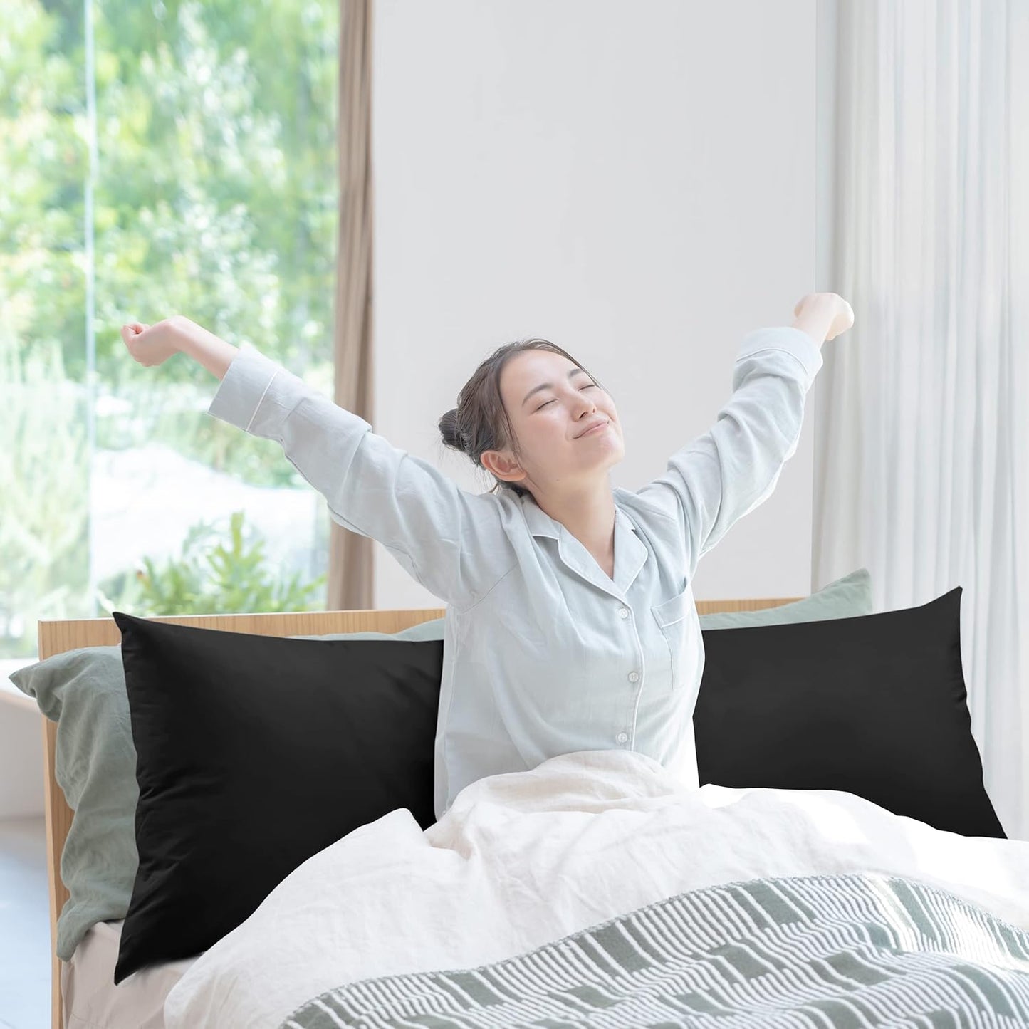 Full Body Pillow for Adults (Black, 20 X 54 Inch), Long Pillow Insert for Sleeping, Ideal for Side Sleepers