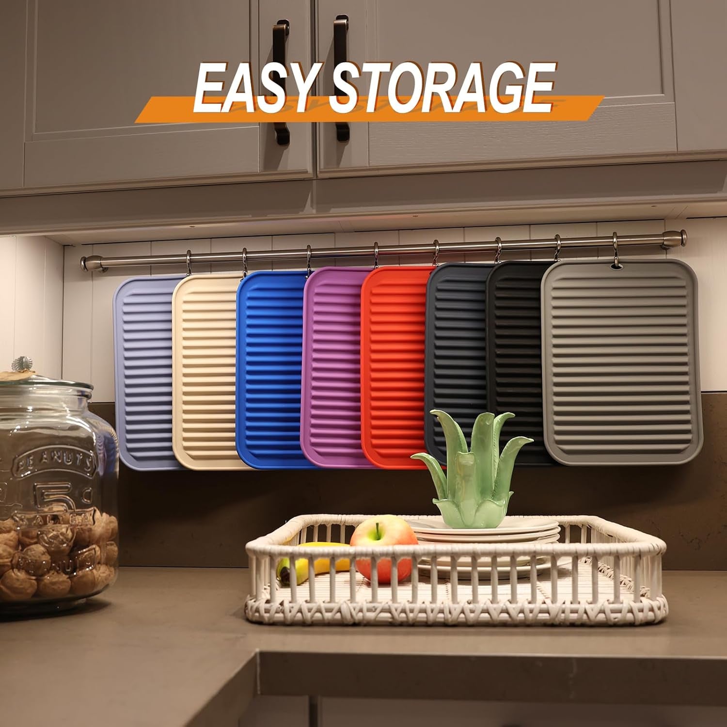 4 Pack Silicone Trivets for Hot Pots and Pans,480℉ Heat Resistant Trivets for Hot Dishes,Hot Pads for Countertop,Kitchen Potholders,Black