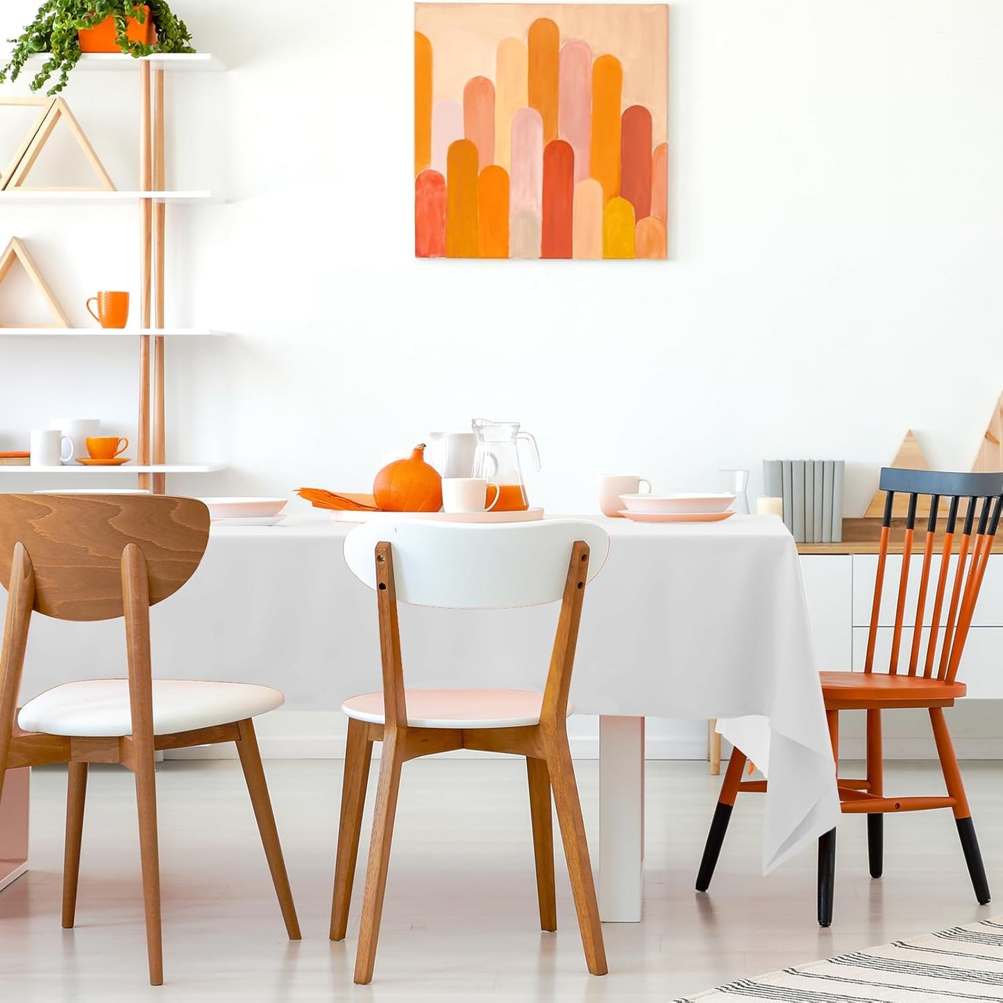 2PCS White Plastic Tablecloths 54 X 108 Inch, Disposable Table Cloths Rectangle Party Table Covers