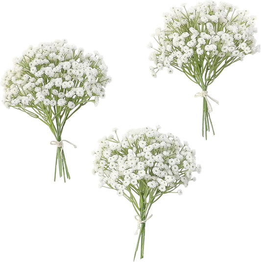 18-Piece Artificial Baby's Breath Gypsophila Greenery Sprays, Realistic White Faux Flowers for Wedding Bouquets, Centerpieces, Floral Arrangements, and Decorations