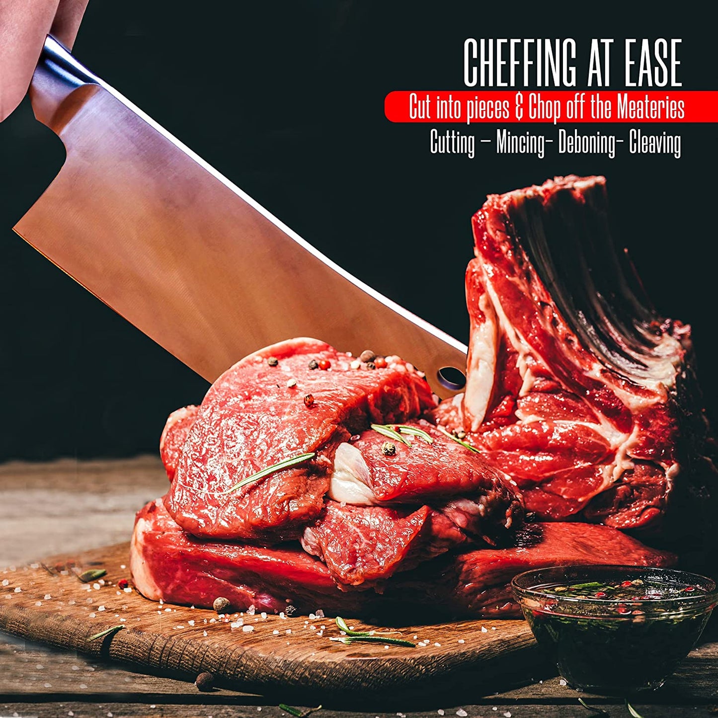 7 Inch Cleaver Knife Stainless Steel Chef Butcher Knives for Meat & Vegetable Multipurpose Kitchen Chef Knife Chopping Bone