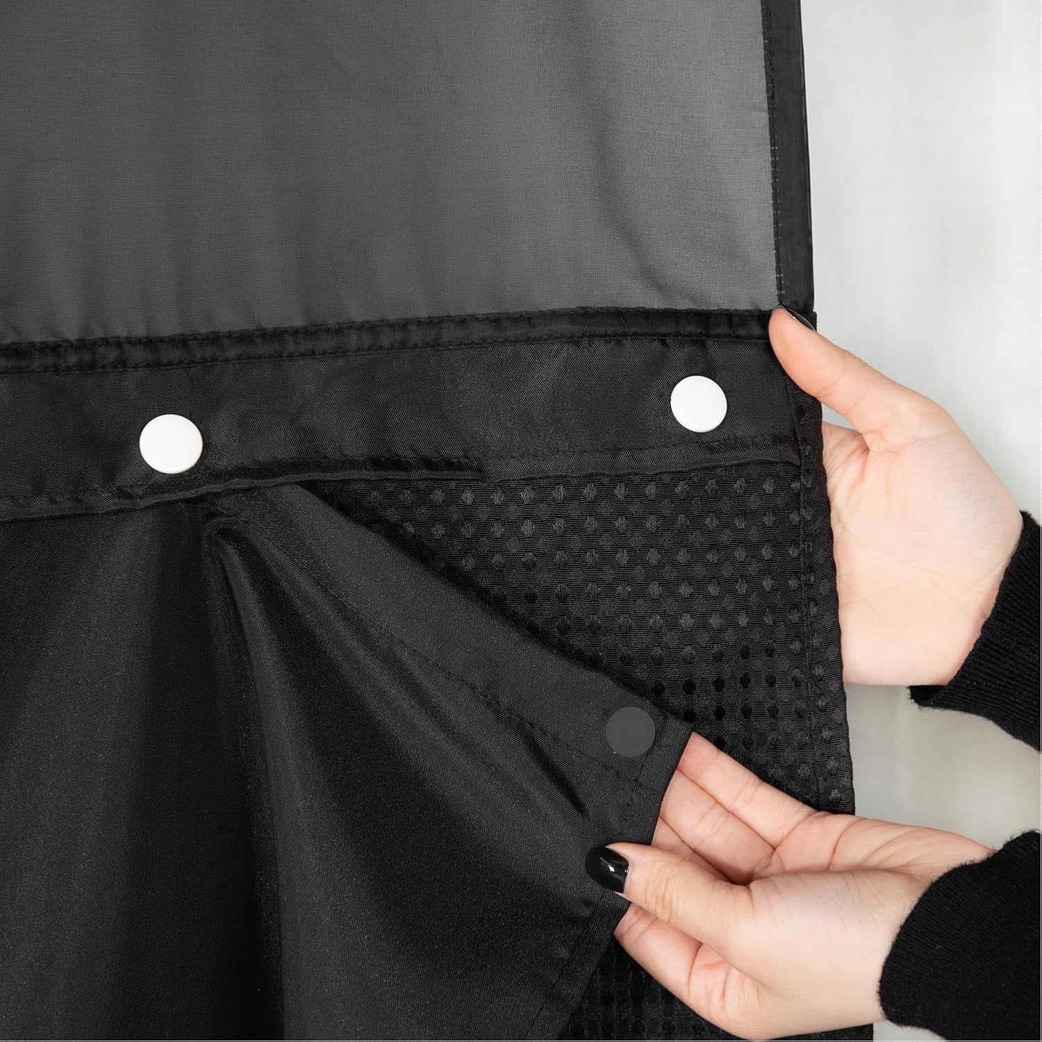 1 Pack Fabric Snap-In Shower Curtain Liner Replacement,Compatible with No Hook Shower Curtain with Snap in Liner, Removable & Water-Repellent,Machine Washable,70X54,Black