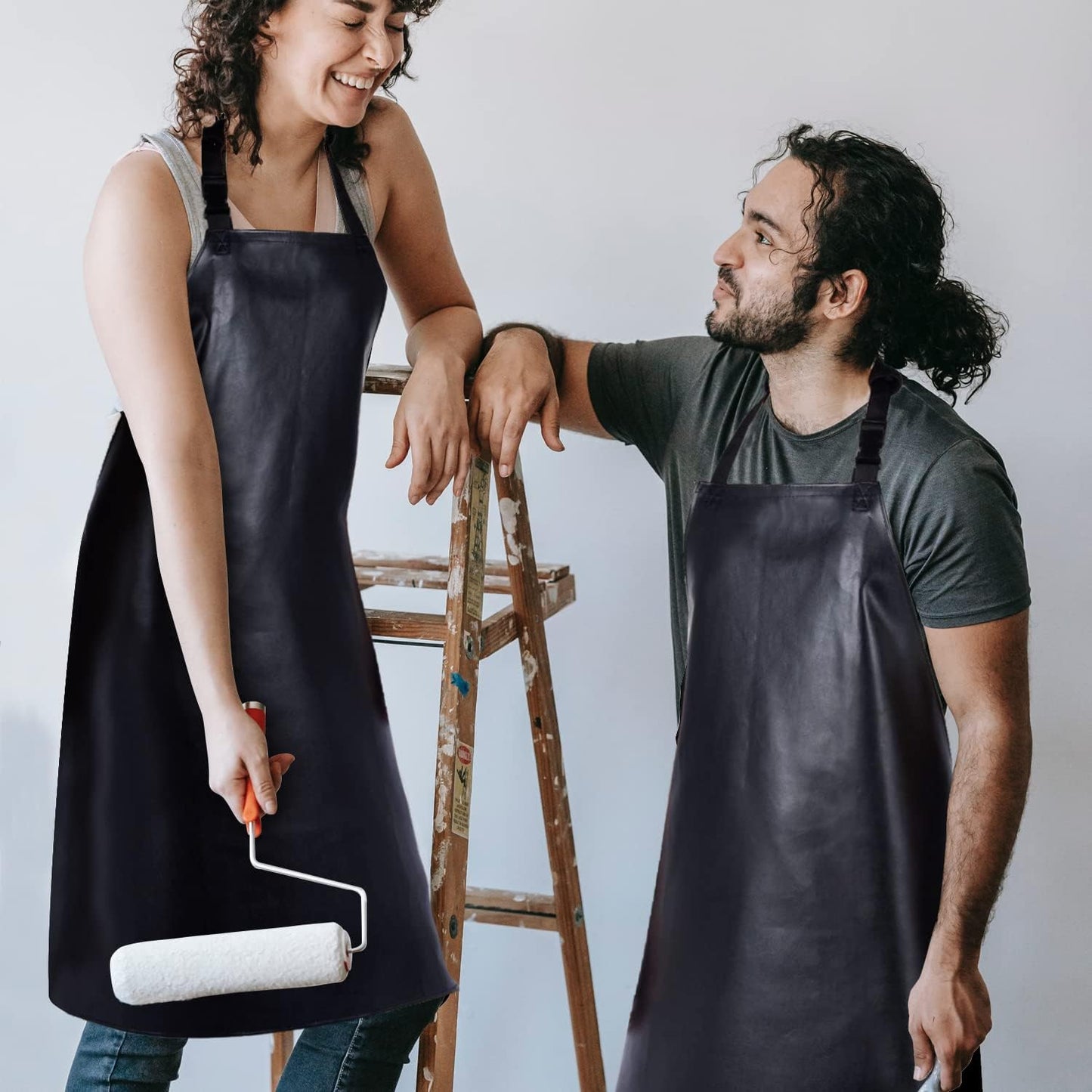 Waterproof Rubber Vinyl Apron for Unisex Adult, Adjustable, Lightweight, Chemical Resistant Extra Long Work Apron