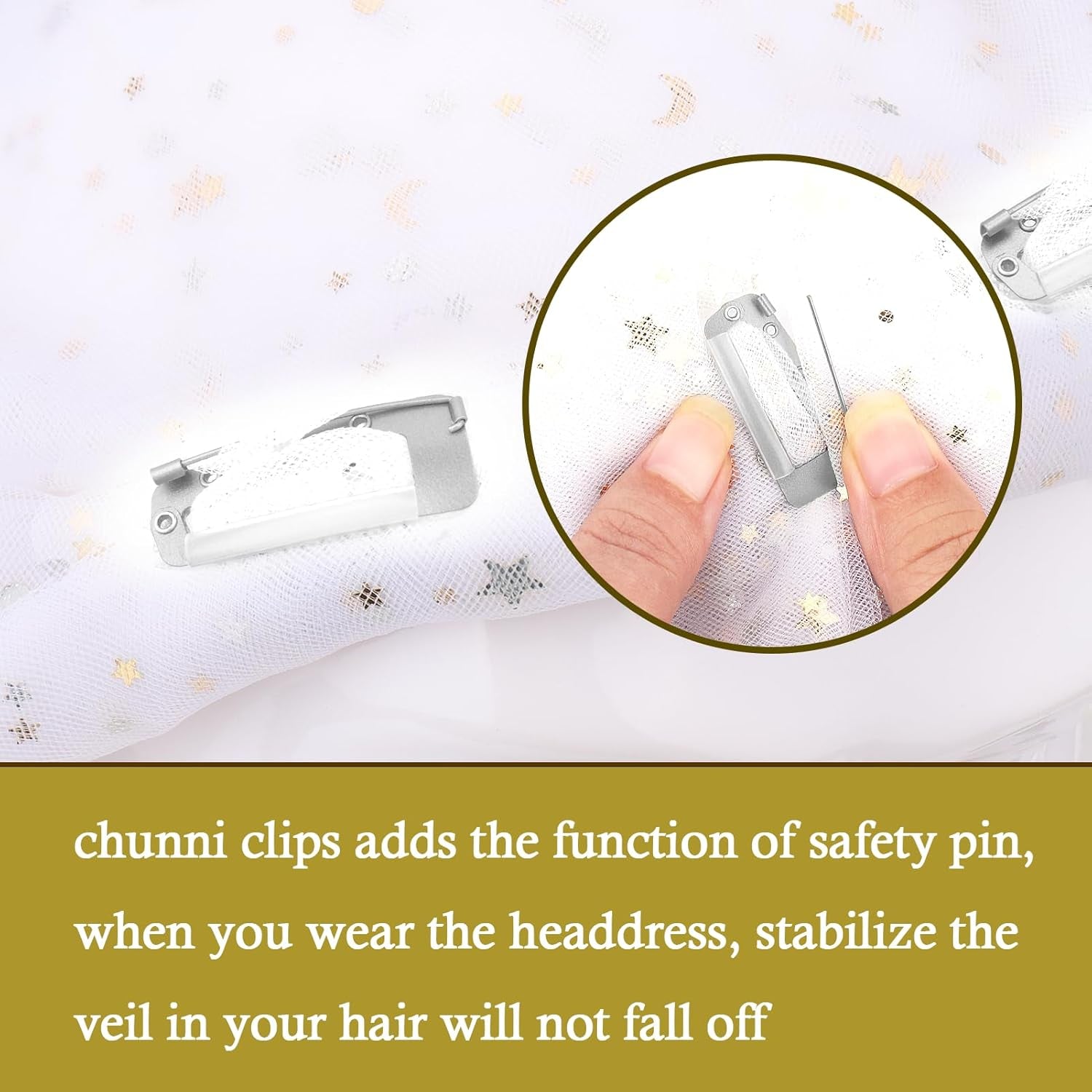 Chunni Clips with Safety Pins,8 PCS Strong Chunni Grip Dupatta Setting Clips Indian for Woman Silver