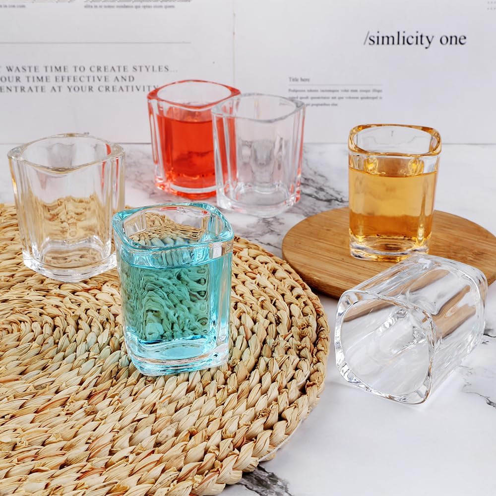 Shot Glasses 2.3 Oz, Set of 6 - Cute Square Tequila Glasses, Perfect for Whiskey, Tequila, Liqueurs, Party & Collection, Espressos, Spirits & Liquors (6, Clear Square)