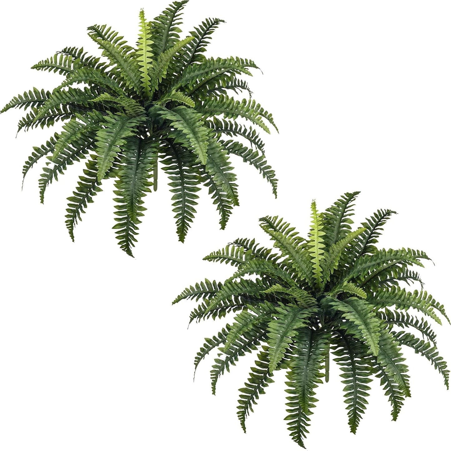 35" Ferns Artificial Bush Plants Large, 2 Artificial Boston Ferns with 39 Fronds for Outdoors Home Decor