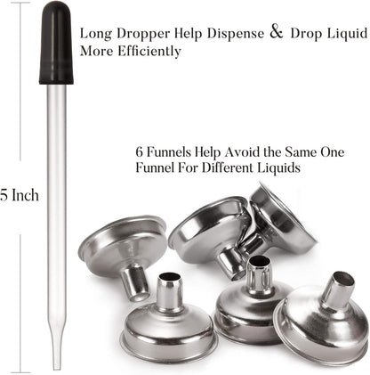 24 PCS, 1 Oz Dropper Bottles for Essential Oils with 6 Funnels & 1 Long Glass Dropper - 30Ml Amber Glass Bottle with Eye Droppers - Tincture Bottles, Leak Proof Travel Bottle for Liquids