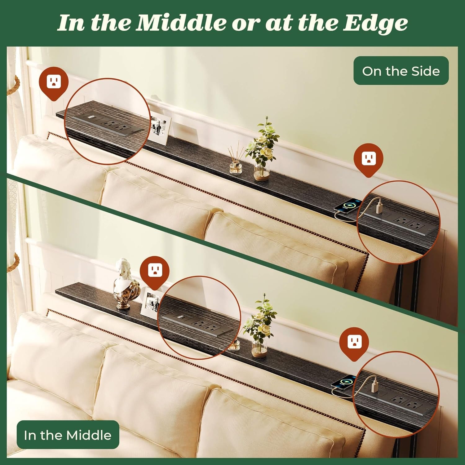 5.9-Inch Narrow Console Table Set with Outlet, 78-Inch Total Length, Behind Couch and Long Entryway Tables with Charging Station for Living Room and Hallway, Black