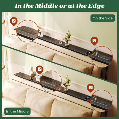 5.9-Inch Narrow Console Table Set with Outlet, 78-Inch Total Length, Behind Couch and Long Entryway Tables with Charging Station for Living Room and Hallway, Black