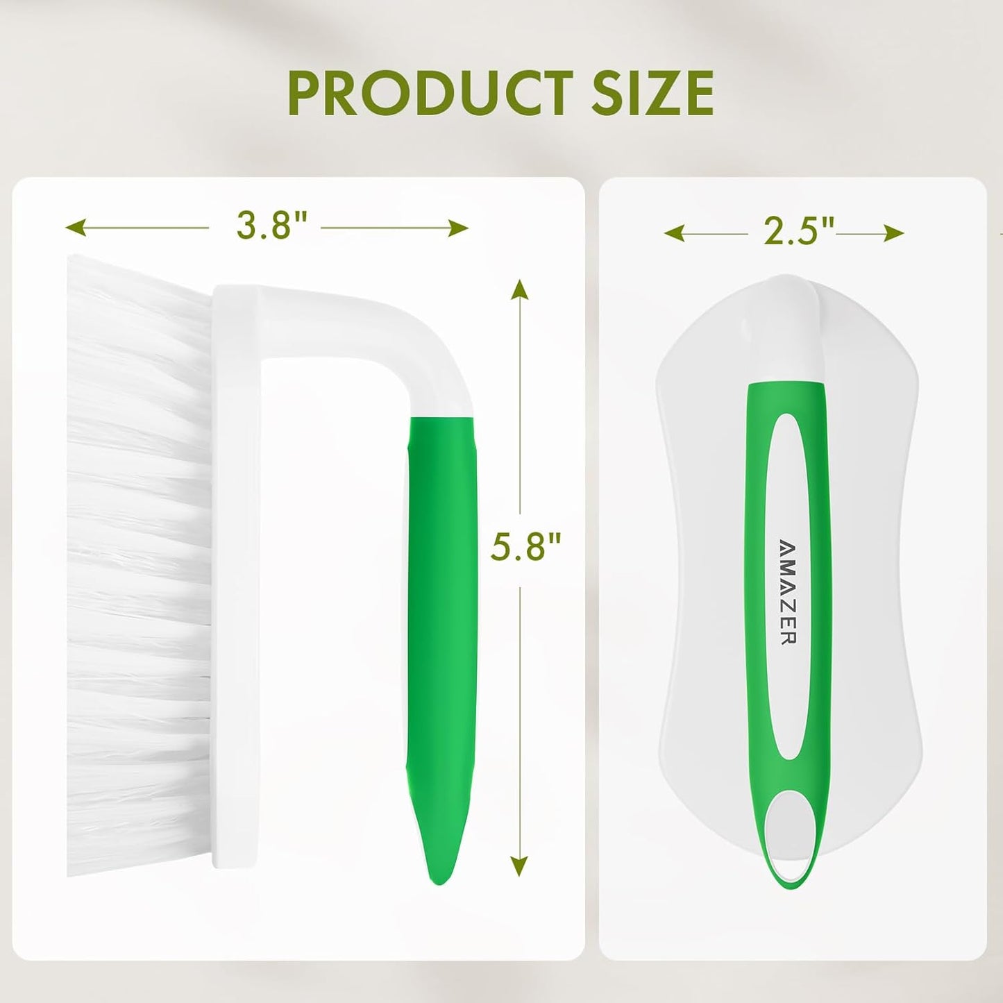 Scrub Brush for Cleaning Comfort Grip Shower Scrubber Stiff Bristles with Handle Heavy Duty Cleaner Brush for Tub Sink Carpet Floor - Pack of 2 (Green+Green)