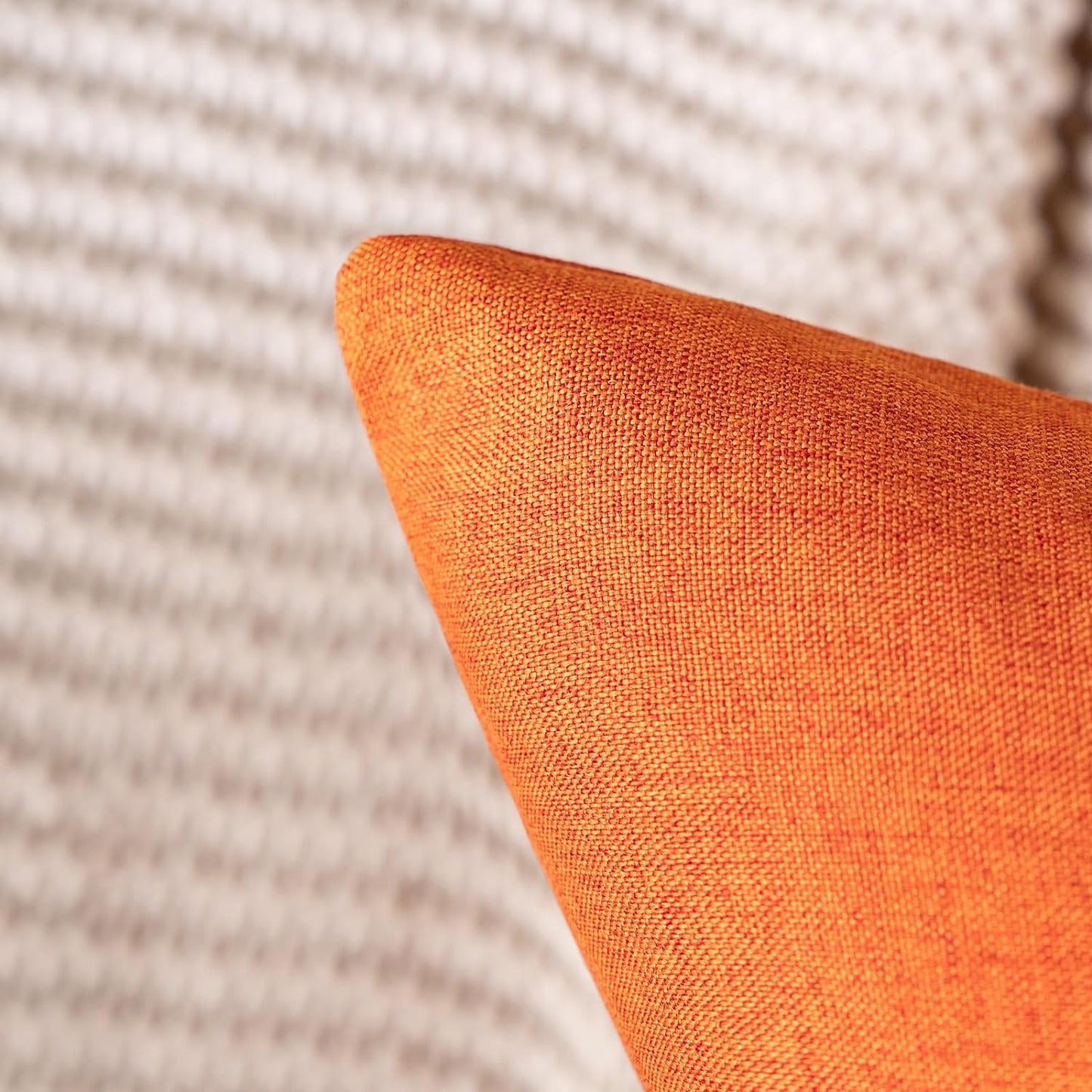 Pack of 2 Decorative Outdoor Solid Waterproof Fall Throw Pillow Covers Faux Linen Garden Farmhouse Cushion Cases for Summer Patio Tent Balcony Couch Sofa 18X18 Inch Bright Orange
