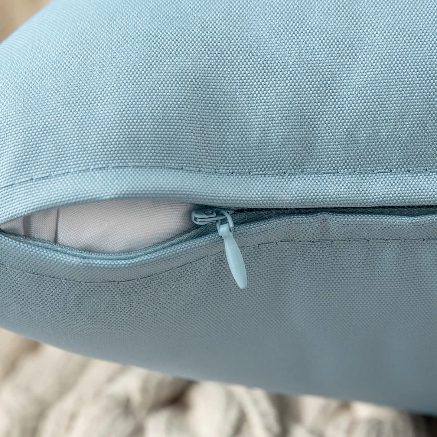 Pack of 2 Decorative Outdoor Waterproof Pillow Covers Garden Cushion Sham Throw Pillowcase Shell for Spring Patio Tent Couch 16X16 Inch Blue