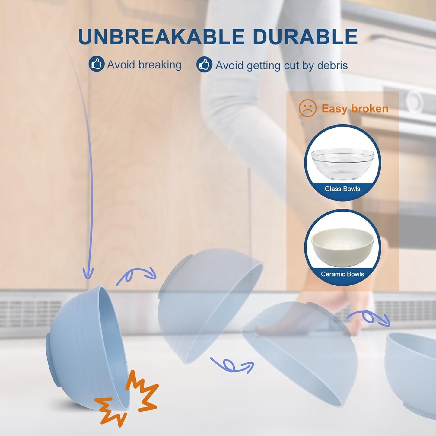 12-PACK BPA Free Unbreakable Plastic Cereal Bowls - Microwave & Dishwasher Safe Soup Salad Camping Bowls, 26OZ, Multicolor