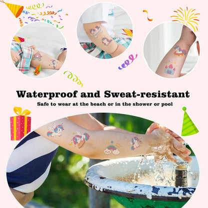 104 PCS Unicorns Temporary Tattoos for Kids Girls Birthday Party Decorations, Unicorns Fake Temp Tattoos Party Favors Party Supplies