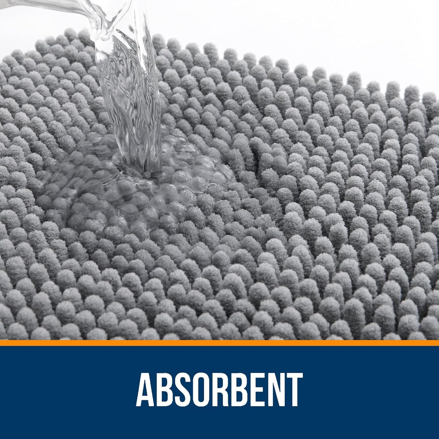 Bathroom Rugs 24X16, Extra Soft Absorbent Chenille Bath Rugs, Rubber Backing Quick Dry, Machine Washable Bath Mats for Bathroom Floor, Tub and Shower, Home Decor Accessories, Grey