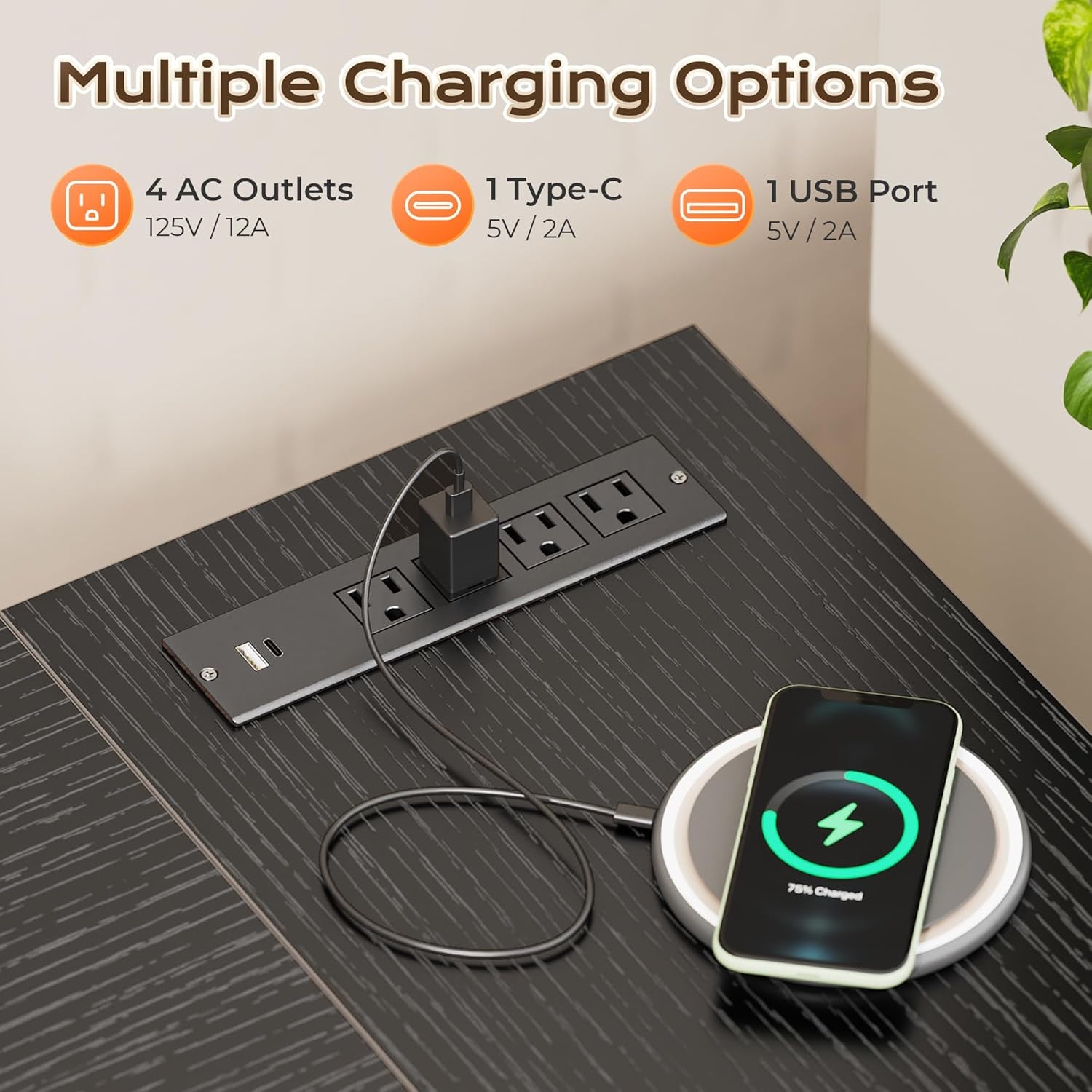 63-Inch L-Shaped Desk with Integrated Power Outlets and USB-C Port, Reversible Design, Spacious Corner Gaming and Office Desk, 0.95-Inch Thick Desktop, Sturdy Metal Frame, Ideal for Home Office and Study, Black