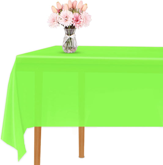 Lime Green 3 Pack Premium Plastic Tablecloths for Parties 54" X 108" Rectangular Tablecloths Neon Green Tablecloth 6 to 9 Feet Birthday Table Wedding Christmas Anniversary Buffet Table…