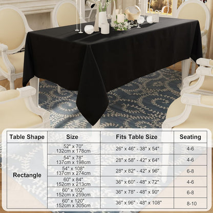 Rectangle Table Cloth, Waterproof Anti-Scratch Polyester Tablecloth, Decorative Washable Fabric Table Cover for Dining, Buffet, Parties and Outdoor, 60X84, Black
