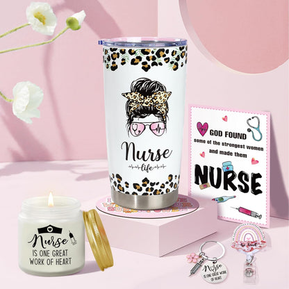 Nurse Gifts for Women, Nurses Week Gifts, Nurses Appreciation Gift for Graduation, Mothers Day, Birthday, Christmas, New Nurse Practitioner Gift - 20 OZ Tumbler Set for Nurses