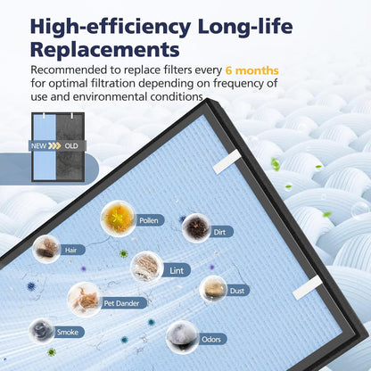 2 Pack HSP002 Replacement Filter Compatible with HATHASPACE HSP002 Smart Air Purifiers, 4-In-1 HEPA and Activated Carbon Filter