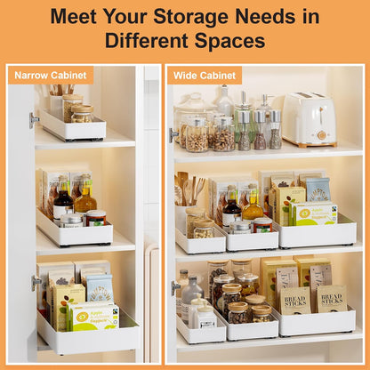 3 Pack Pull Out Cabinet Organizer, 15.7"Deep Pull Out Drawers for Cabinets, Slide Out Drawers for Kitchen Cabinets, Bathroom Cabinet Organizer, Pantry (White)