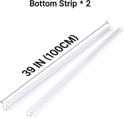 Shower Door Bottom Seal 39 Inch (Set of 2) - Suitable for 3/8 Inch Glass, Frameless Glass Shower Door Seal Strip, Shower Door Sweep