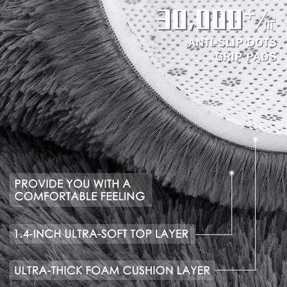 Area Rugs for Living Room Bedroom, Machine Washable 4X5.9 Ft Soft Fluffy Shaggy Bedside Rug, Indoor Floor Carpet for Kids Girls and Boys, Dorms, Nursery Rooms, Home Decor Aesthetic, Grey