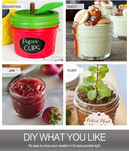 4 OZ Mason Canning Jars with Regular Lids and Bands - 16 Pack with Extra 16 Lids - Perfect for Jam, Honey, Wedding/Party Favors, and DIY Spice Storage